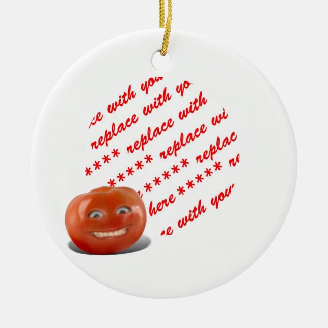 Smiling Happy Tomato Photo Frame Ceramic Ornament (Front)