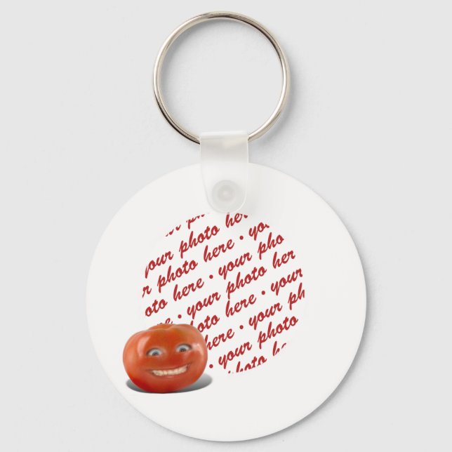 Smiling Happy Tomato Photo Frame Key Ring (Front)