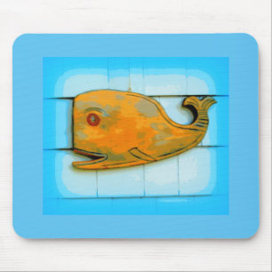 smiling happy whale blue mouse pad
