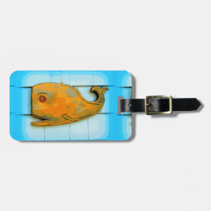 smiling happy whale luggage tag