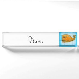smiling happy whale nameplate