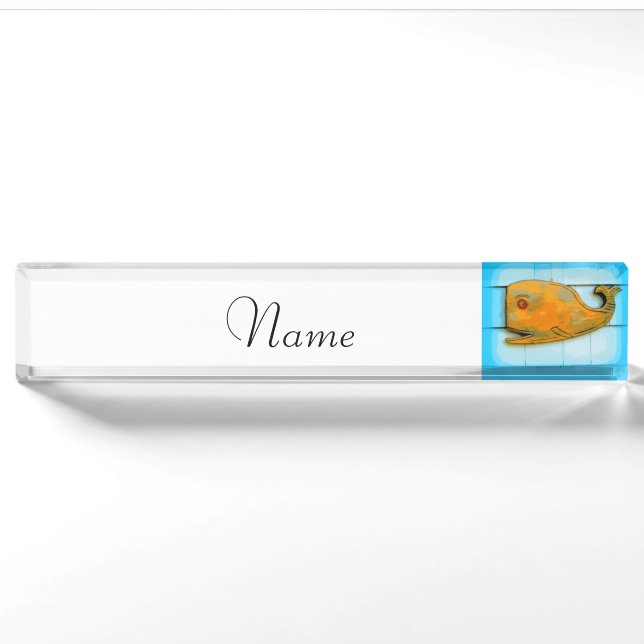 smiling happy whale nameplate (Front)