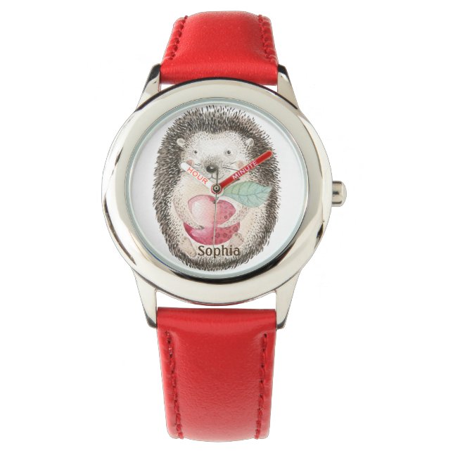 Smiling Hedgehog with Apple Personalised Watch (Front)