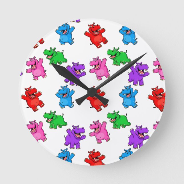 Smiling Hippo Collection Round Clock (Front)