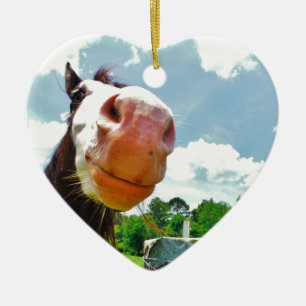 Smiling Horse Ceramic Ornament