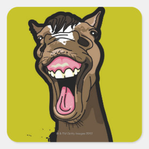 Smiling Horse Square Sticker