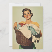 Smiling Housewife with Laundry Basket