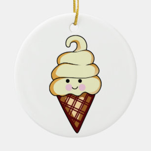 Smiling Ice Cream Ceramic Ornament