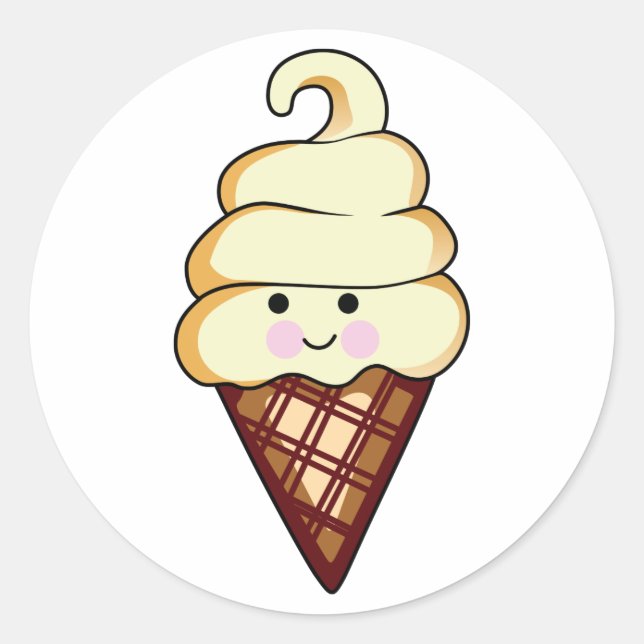Smiling Ice Cream Classic Round Sticker (Front)