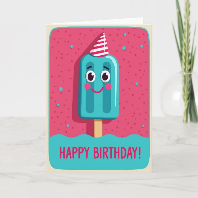 Smiling Ice Pop Birthday Card (Front)