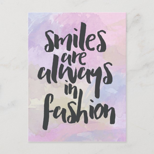 Smiling In Fashion Quote Postcard (Front)