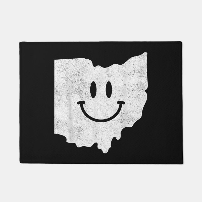 Smiling in OH – Funny Ohio Happy Face  Doormat (Front)