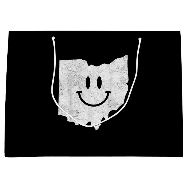 Smiling in OH – Funny Ohio Happy Face  Large Gift Bag (Front)