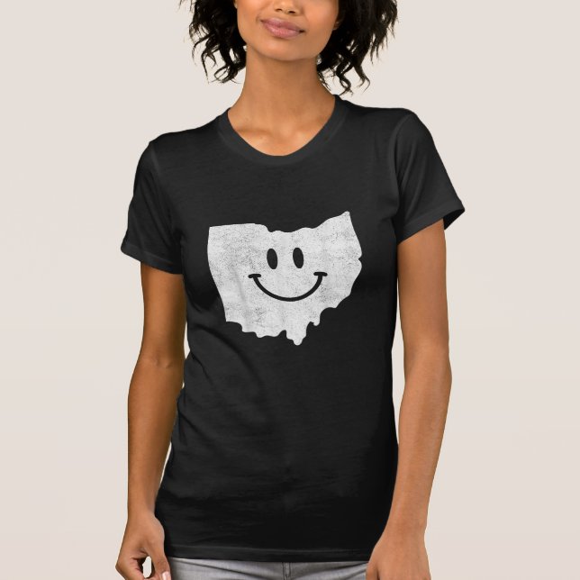 Smiling in OH – Funny Ohio Happy Face  T-Shirt (Front)