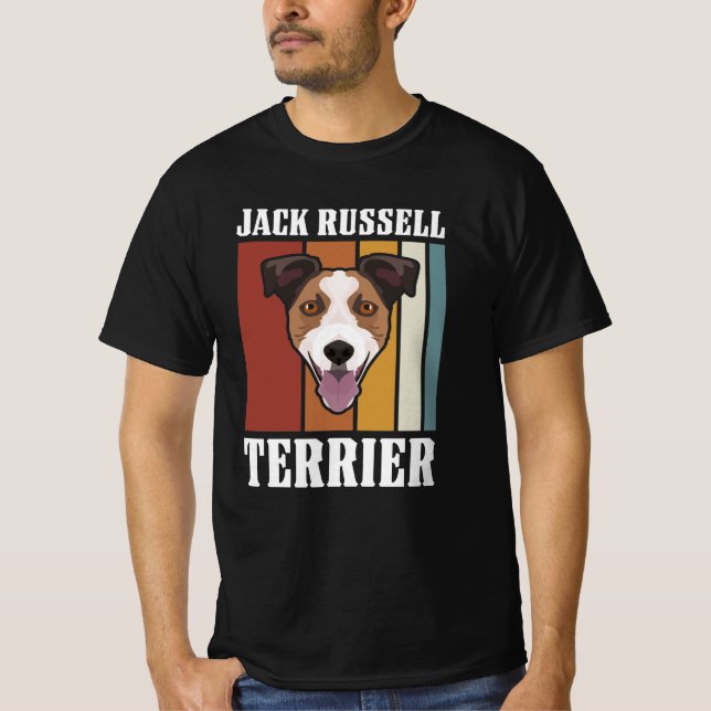 Smiling Jack Russell Terrier Retro T-Shirt (Front)