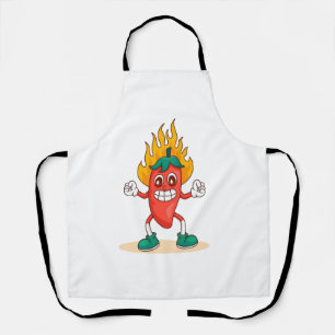 Smiling Jalapeño Cartoon Illustration Character Apron
