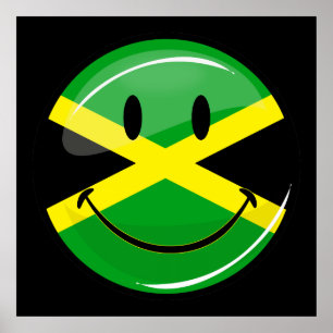 Smiling Jamaican Flag Poster