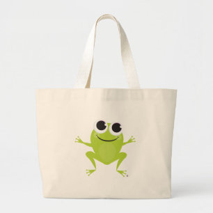 Smiling, Jumping, Green Frog Tote Bag
