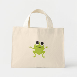 Smiling, Jumping, Green Frog Tote Bag