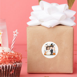 Smiling Kawaii Fairy Tale Wedding – Trick or Treat Classic Round Sticker