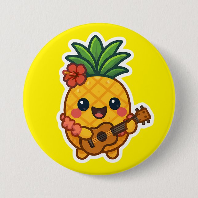Smiling Kawaii Pineapple – Tropical 7.5 Cm Round Badge (Front)
