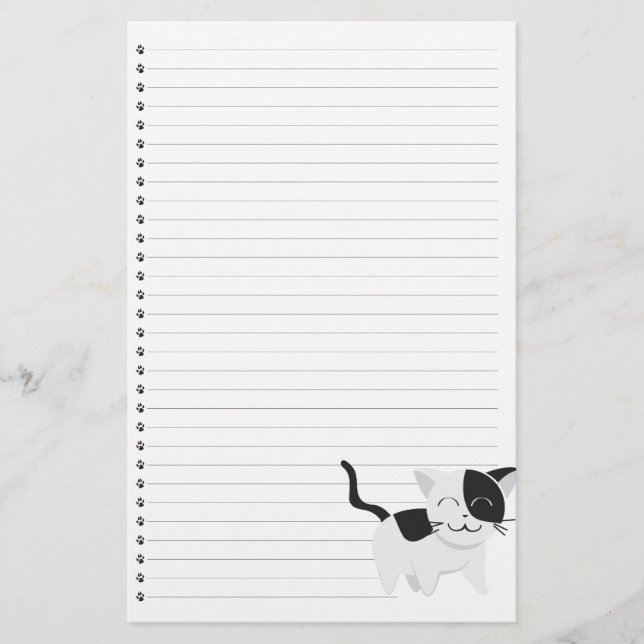 Smiling  Kitty  Lined Pet Stationery (Front)