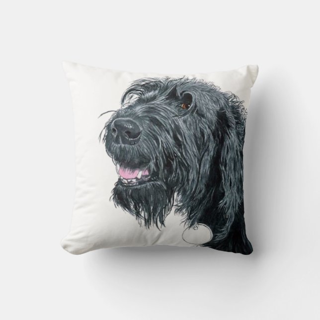 Smiling Labradoodle Cushion (Front)