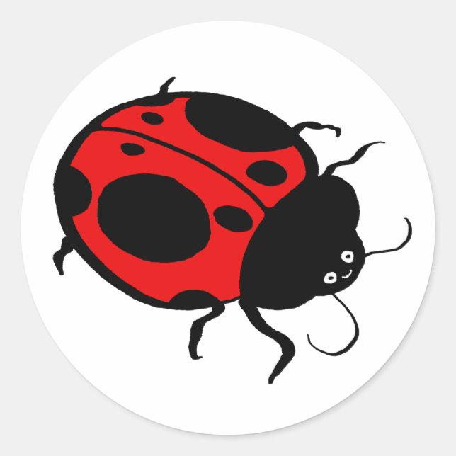 Smiling Ladybug  - Classic Round Sticker (Front)