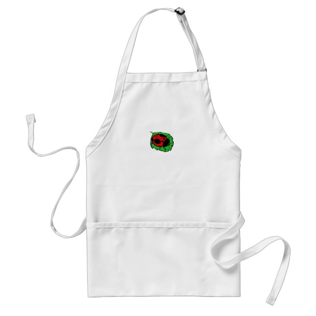Smiling Ladybug on Green Leaf Mini - Standard Apron (Front)