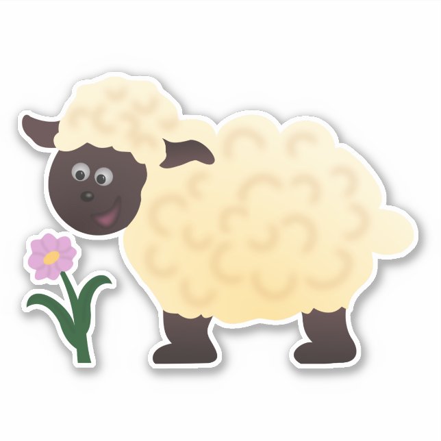 Smiling Lamb Custom-Cut Vinyl Sticker (Front)