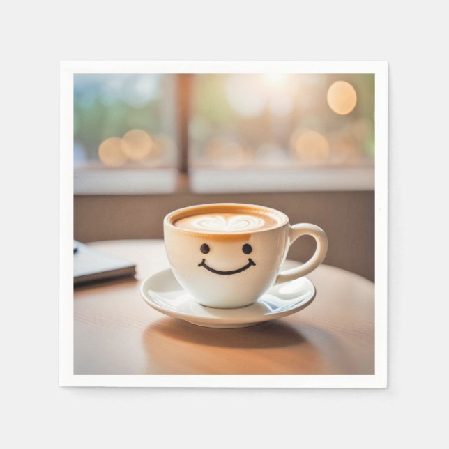 Smiling Latte By Sunny Window Napkin (Front)