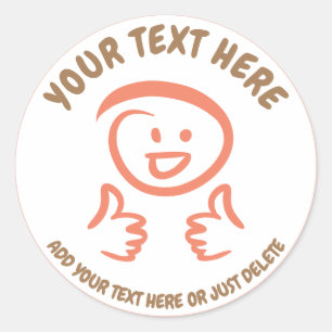 Smiling / Laughing Emoji Face Thumbs Up. Template. Classic Round Sticker