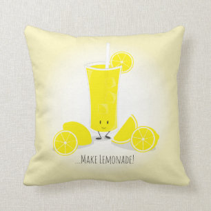 Smiling Lemonade Glass   Throw Pillow