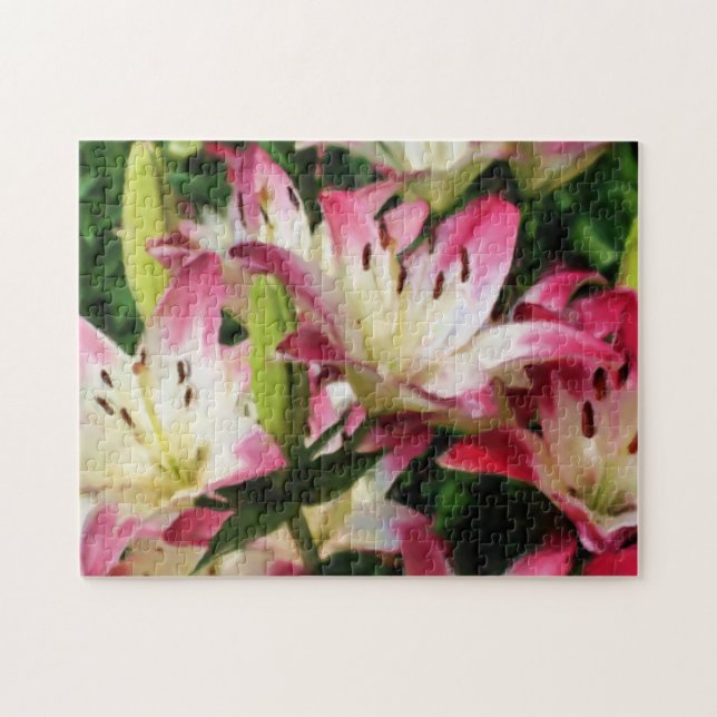 Smiling Lilies Flower Art Photo Painting  Jigsaw Puzzle (Horizontal)