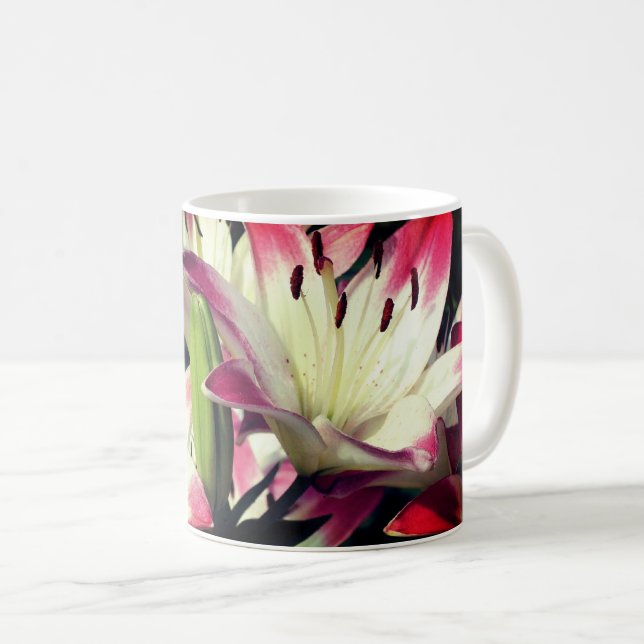 Smiling Lily Flowers Coffee Mug (Front Right)