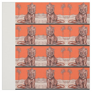 smiling lion print fabric