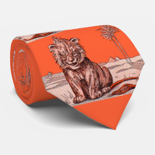 smiling lion print tie