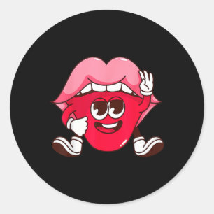 Smiling Lips Cartoon Valentine's Day Teens Casual Classic Round Sticker