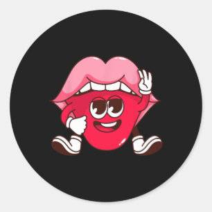 Smiling Lips Cartoon Valentine's Day Teens Casual  Classic Round Sticker