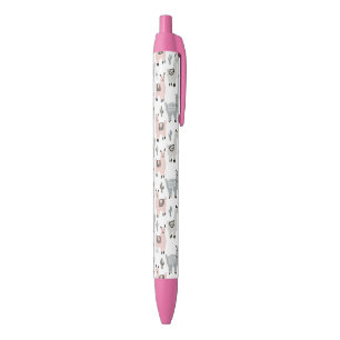Smiling Llamas Pattern Black Ink Pen
