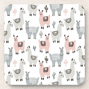 Smiling Llamas Pattern Coaster