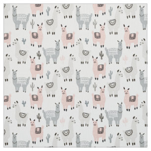 Smiling Llamas Pattern Fabric