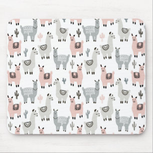 Smiling Llamas Pattern Mouse Pad