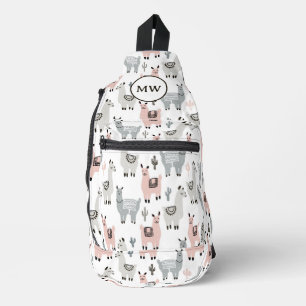 Smiling Llamas Pattern Sling Bag