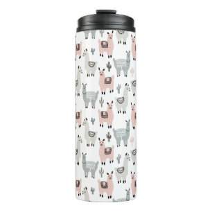 Smiling Llamas Pattern Thermal Tumbler