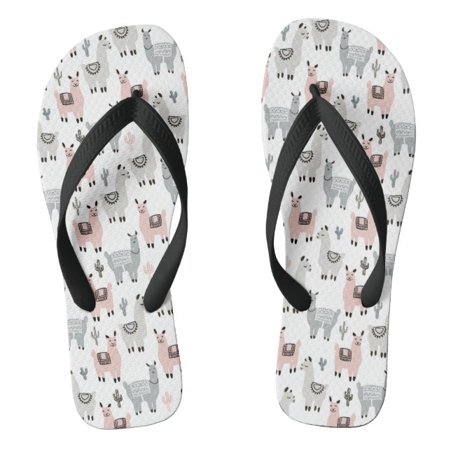 Smiling Llamas Pattern Thongs (Footbed)