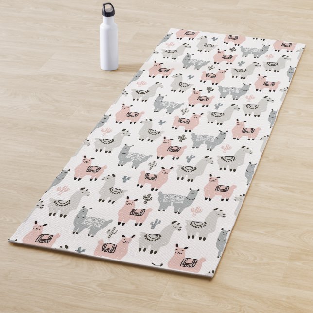 Smiling Llamas Pattern Yoga Mat (In Situ)