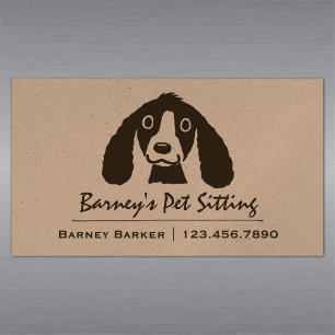 Smiling Long Ears Dog   Pet Sitter   Animal Care Magnetic Business Card