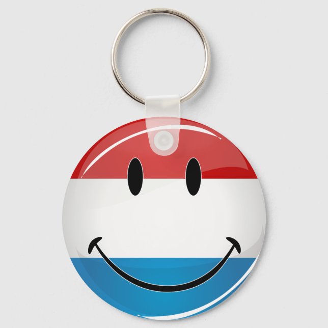 Smiling Luxembourg Flag Key Ring (Front)
