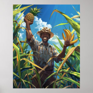 Smiling Malagasy Farmer Poster - Rural Agriculture
